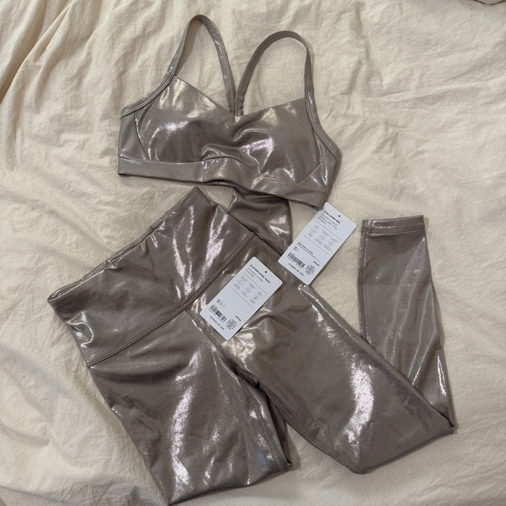 Athleta Vital Shine Leggings and Sports Bra Matching Set